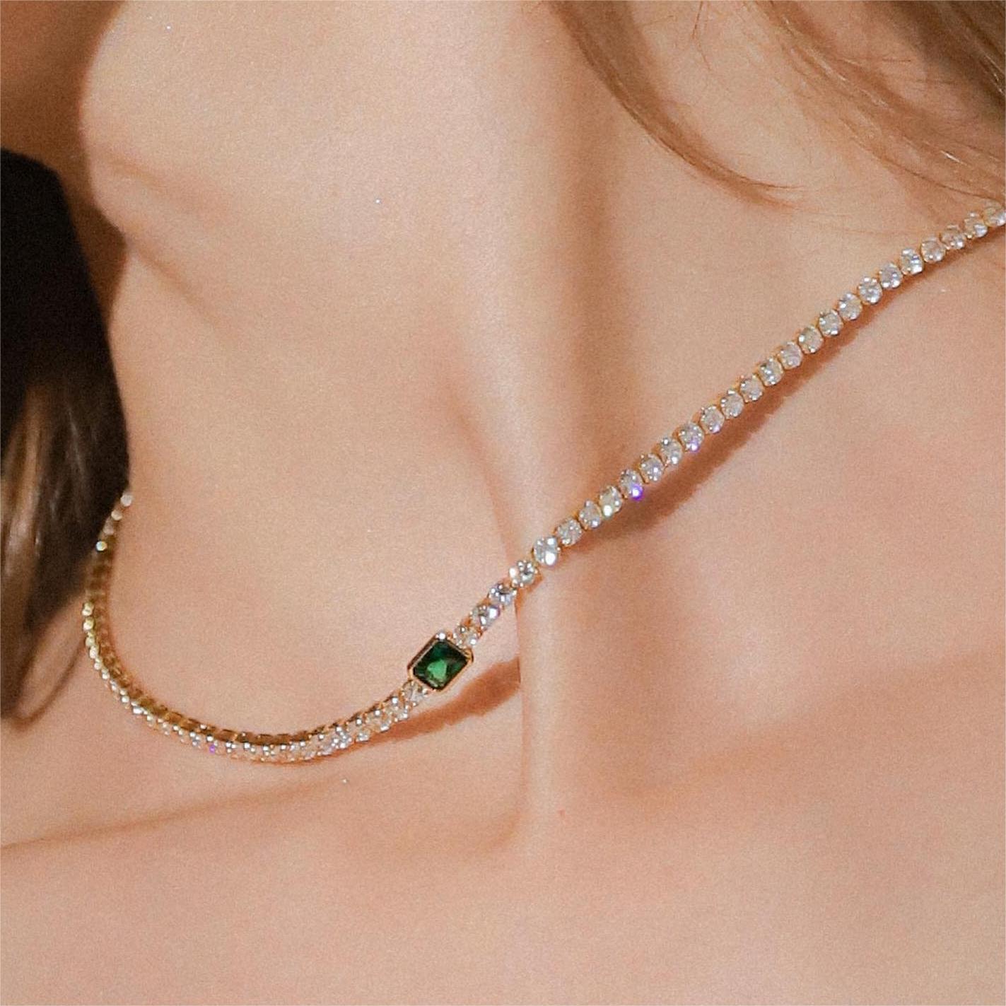 Acier Inoxydable 201 Acier Inoxydable 304 Verre Style Simple Placage Incruster Couleur Unie Pierre Naturelle Zircon Collier display picture 1