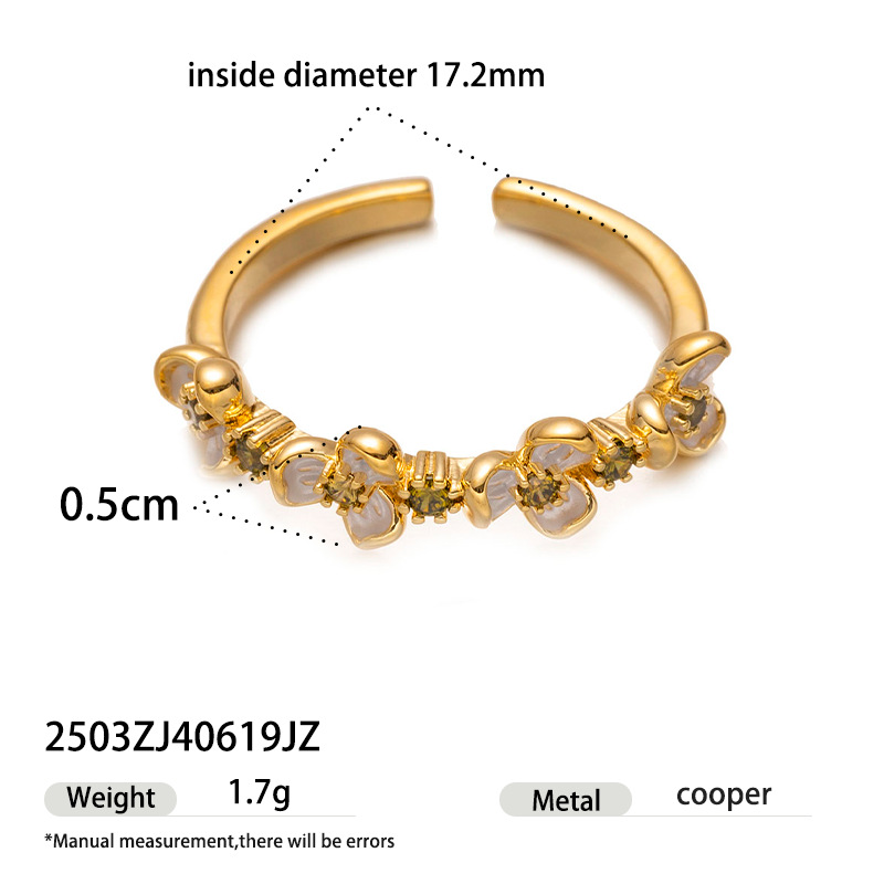 Moda transfronteriza, todo fósforo, lujo ligero, anillo de circón de alta gama, nicho, personalidad de verano simple, tendencia, flores, mujer clásica image 8
