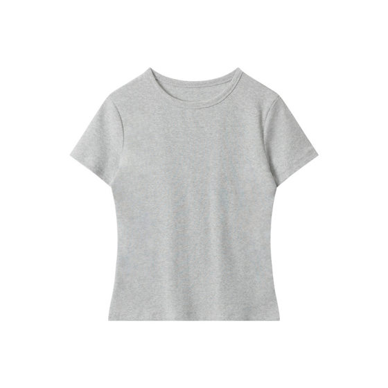 Nariele 2025 Basic Solid Color Round Neck Slim-fit Slimming T-shirt Women's Spring and Summer New Short-sleeved Simple All-match