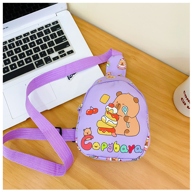 A new printed children's bag featuring cute and stylish Japanese cartoon boys' and girls' chest bags and Capibara baby coin purse undefined