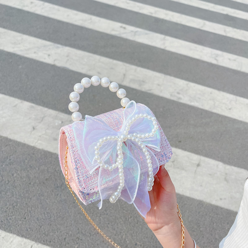 Children&#39;s Bags 2022 new pattern fashion Pearl girl One shoulder Inclined shoulder bag Nubao Princess wind coin purse
