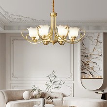 美式全铜吊灯客厅餐厅卧室轻奢欧式铜质灯具现代简约北欧大气灯饰