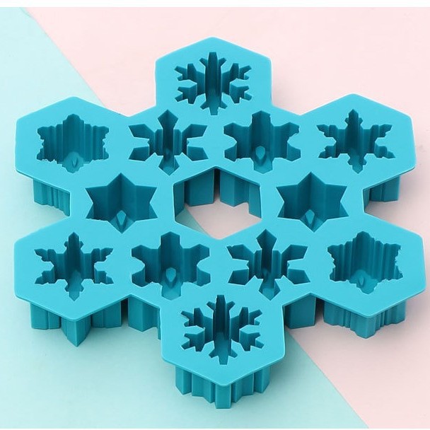 DIY copo de nieve bandeja de hielo molde de 12 agujeros Navidad copo de nieve bandeja de hielo de silicona molde de chocolate molde de silicona