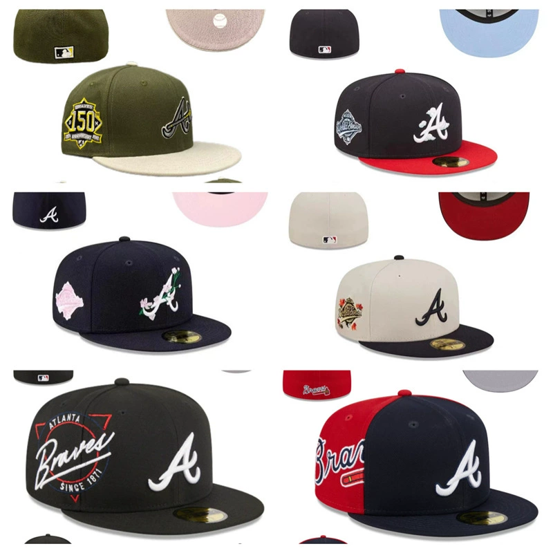 Капа Atlanta Braves с боковой вышивкой, размер, закрытая кепка, бейсболка, солнцезащитный козырек, вышивка