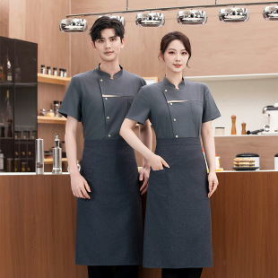Hotel Chef Overalls Long Sleeve Spring and Autumn Hotel Restaurant Kitchen School Canteen Work Clothes Short Sleeve Women