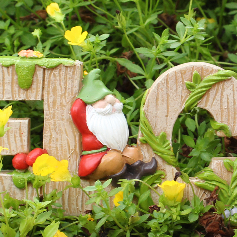   creative cartoon dwarf welcome letter decoration interior decoration resin craft decoration  delivery