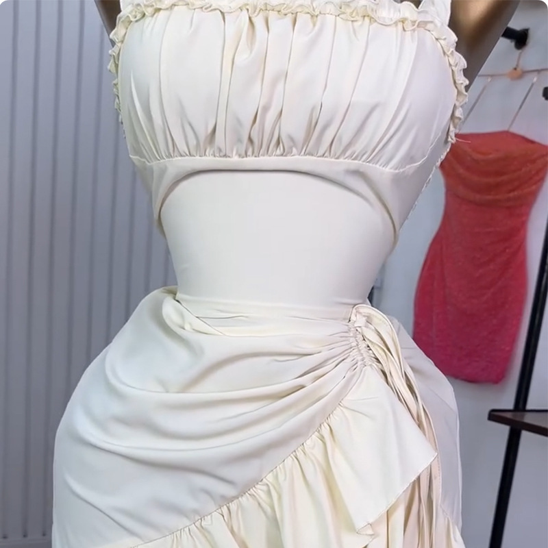 Elegant Off-Shoulder High Waist Maxi Dress With Flounce Hem - Slimming Summer Dress For Women (S-Xxl, Cream White)_ecoleips.com