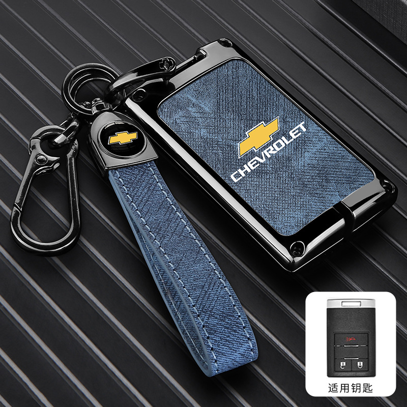 모델 D 3버튼 - 데님 패턴 [건쉘 블루 가죽] + 핸드 스트랩 버클