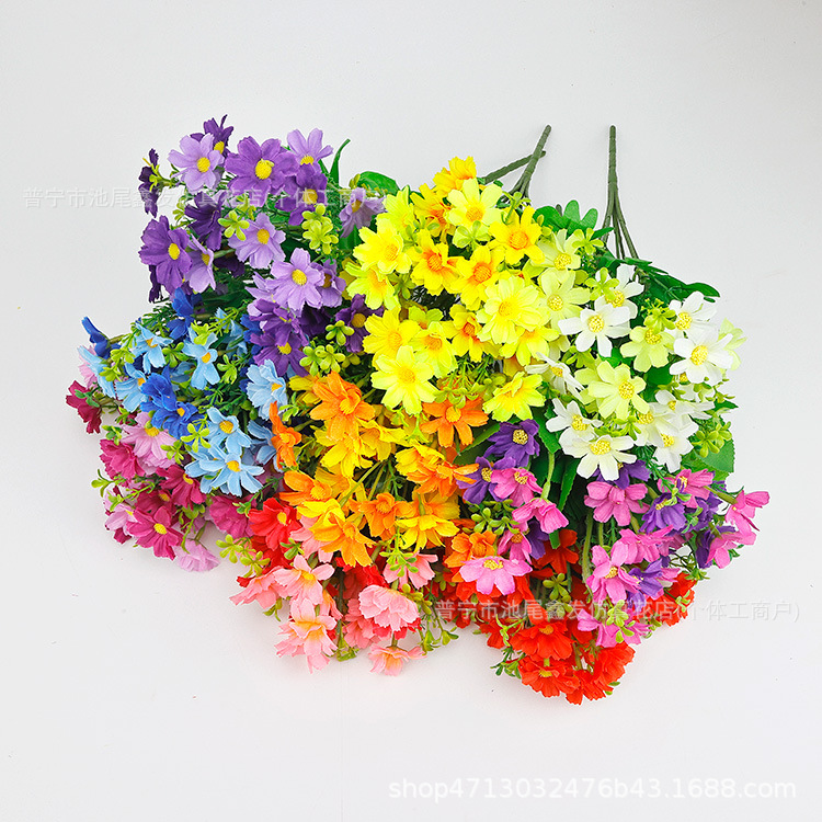 Artificial Flowers 28 Heads Small Daisies, Orchids, Artificial Fake Garden Forest Home Decoration Silk Flowers Outdoor Engineering Small Wild Chrysanthemums