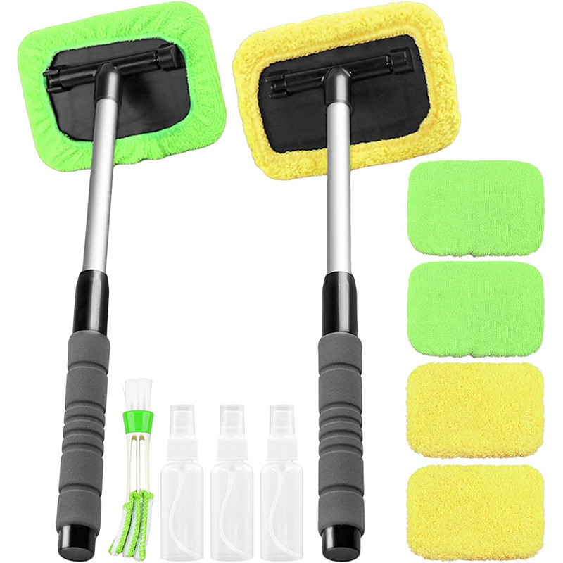 사각판형 텔레스코픽 폴(시스) + 녹색 수건 커버 3개 + 노란색 산호 벨벳 커버 3개 + 스프레이 병 3개 + 디테일 브러시 1개