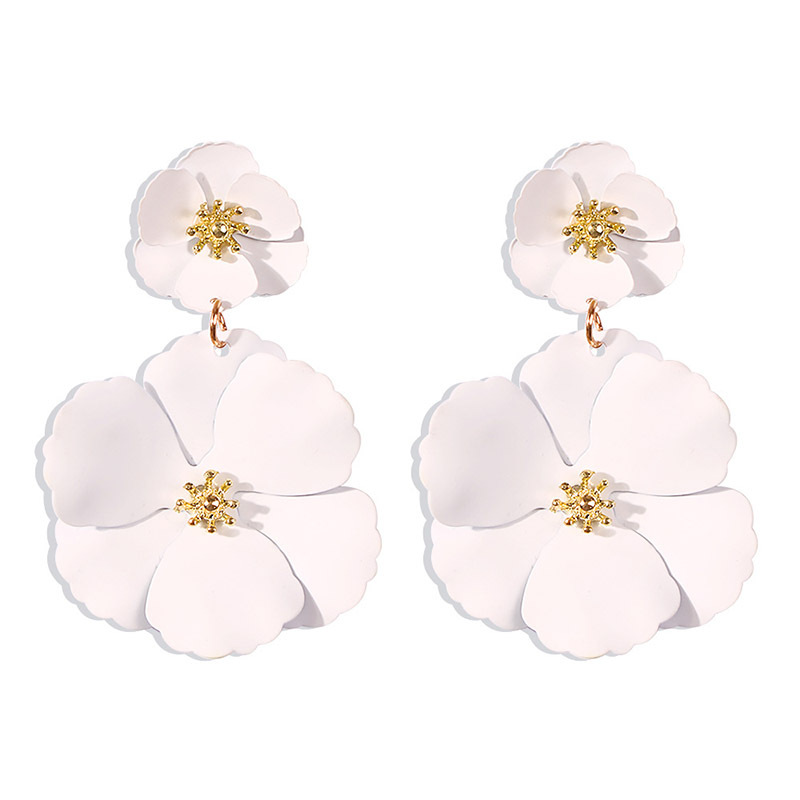 Pendientes de flores de color europeos y americanos, moda creativa para mujer, pintura retro con spray, pendientes de flores multicolor para studs, opcional image 12