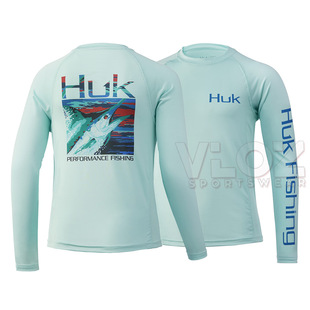 Cross-border HUK Men's Spring, Summer and Autumn Sunscreen Breathable Long-sleeved Hooded T-shirt Fishing Suit UV-proof Round Neck Riding Suit