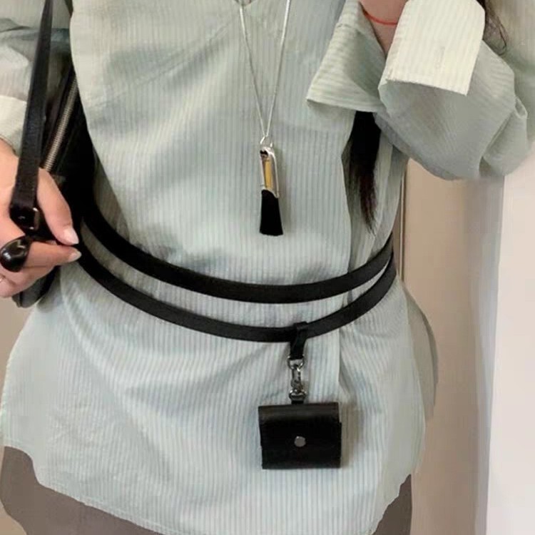 Korean version belt integrated waist hanging earphone bag double loop belt design waist chain 25 years spring and summer small waist bag