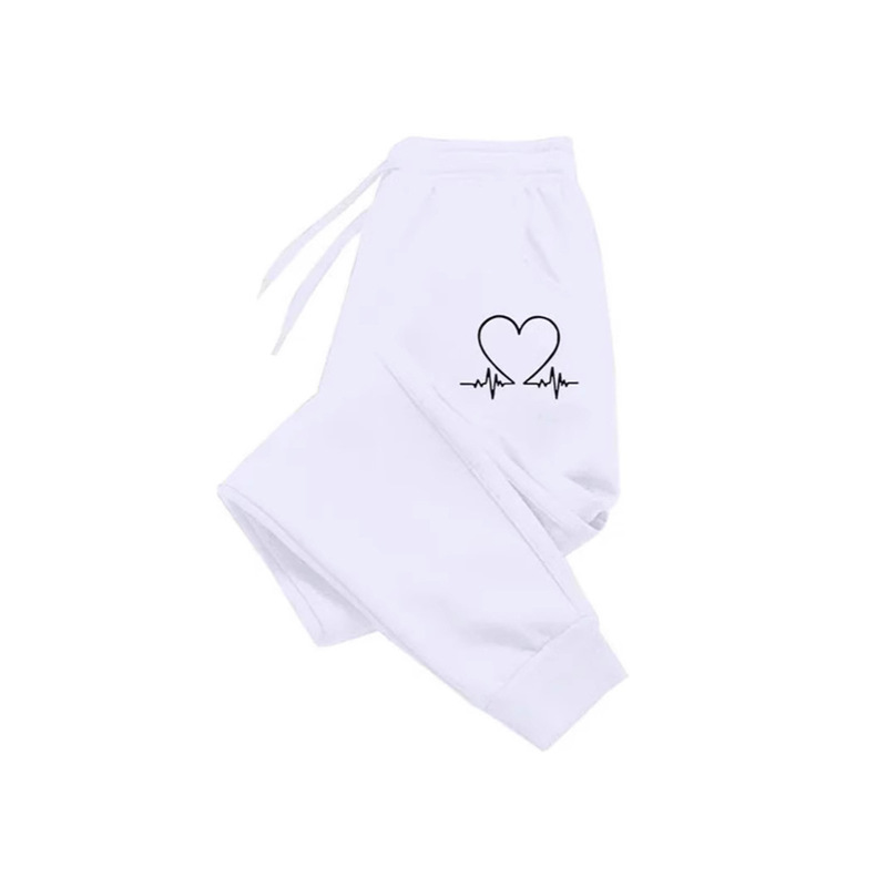 Cross-Border Foreign Trade Hot-Selling Cotton Men's Long Sweatpants Spring and Autumn Unisex Heart Casual Warm Loose Sports Pants