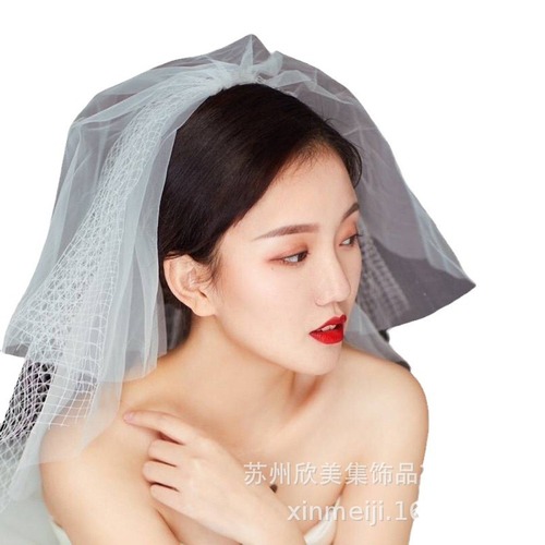 X001 sweet multi-layered tulle Korean style short hand-sewn hair comb bridal veil wedding dress styling accessories