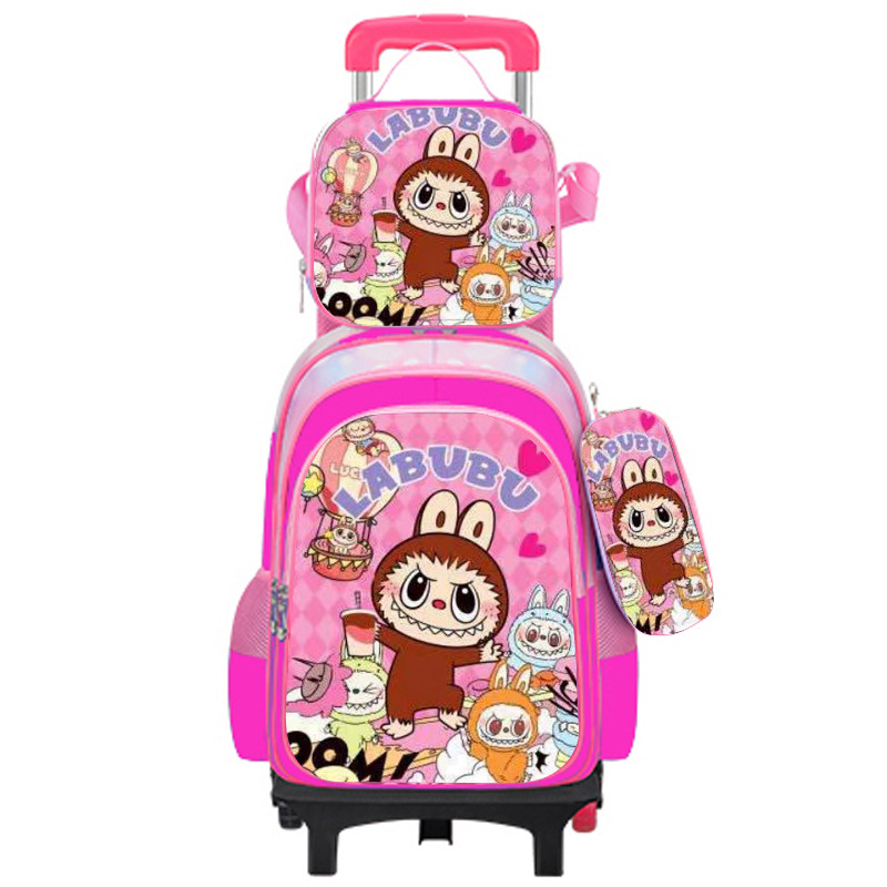 Export Trolley Mochila mochila con luz en la parte posterior para estudiantes de primaria de grado 1-6 nueva mochila de nailon de gran capacidad para subir escaleras