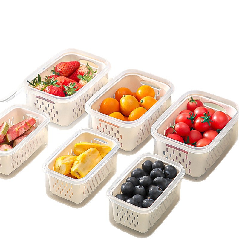 There Is an Fcm Certified Fruit Lunch Box with Drain for Picnic Outings, Portable Refrigerator Crisper, Drain Basket 5