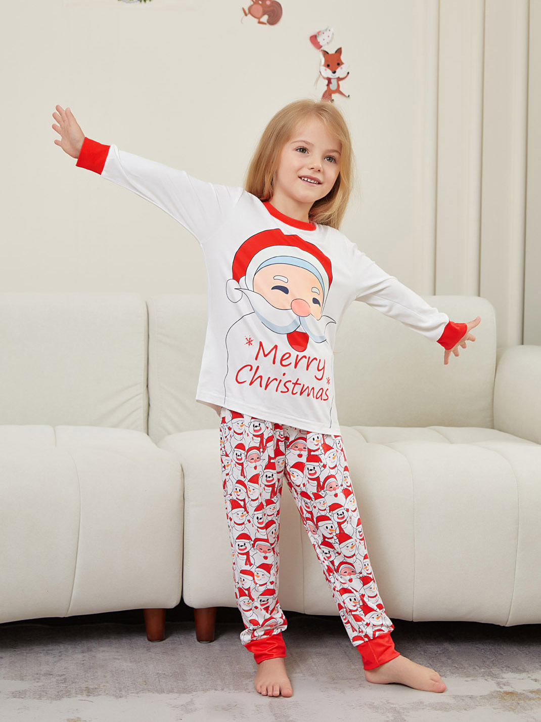 Christmas Santa letter Snowman Christmas family suit printed home clothes pajamas_voghion.com