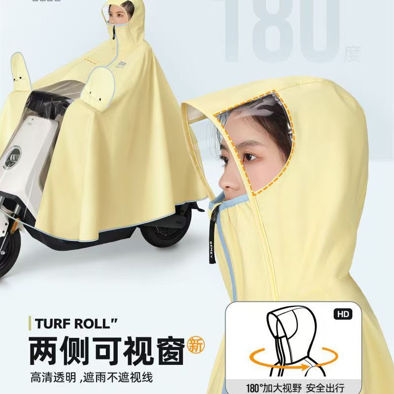 Single-person full-body motorcycle raincoat for women and men, designed for electric scooters, rainproof, thickened and enlarged for heavy rain