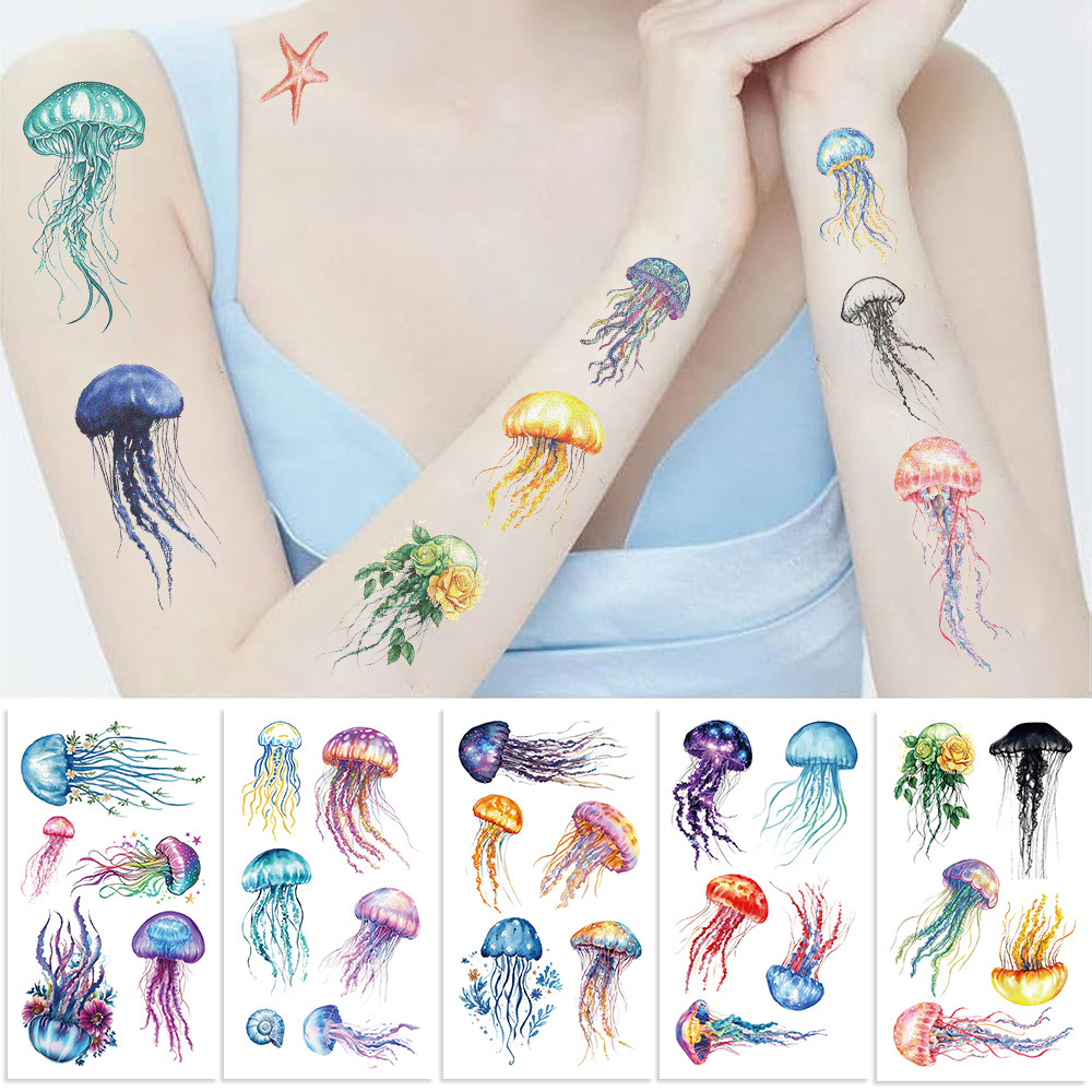 18g Weight tattoo stickers Event & Party Supplies 10 PCS/Package Quantity Party Occasion transfer stickers Material Jellyfish Pattern Jellyfish Transfer Stickers Tattoos & Body Art 10 PCS/Package 2