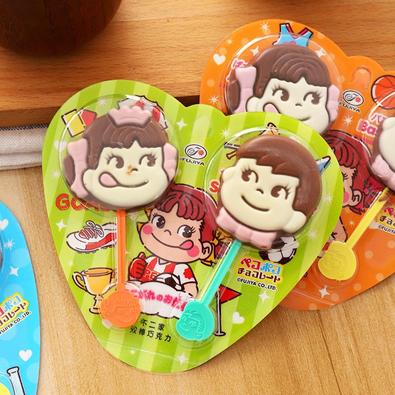 日本FUJIYA不二家双棒巧克力24g卡通可爱造型棒棒糖果零食/巧克力