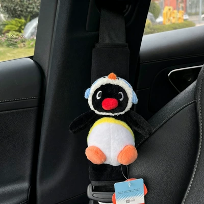 Seat belt shoulder pad | Anti-Neck Strangling Creative Christmas - snowman-hat-cute-penguin-black-velvet-shoulder-pads