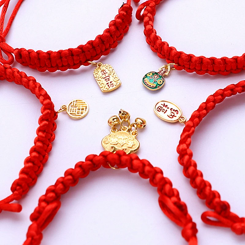 Ошейник для домашних животных Кошка Собака Новогоднее Красное Ожерелье Ручной Работы Тканый Мультфильм Колокольчик Ювелирные Изделия Регулируемая Красная Веревка Тайский