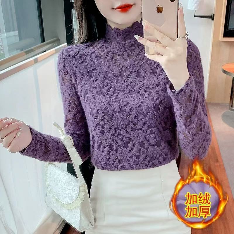 보라색 [벨벳 스타일] 소매에 벨벳 없음