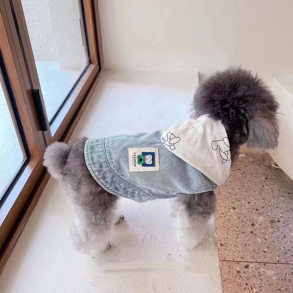 (2개) 애완 동물 옷 | 귀여운 | 카우보이 바쁜 잘 생긴 개 곰 모자 데님 봄 가을