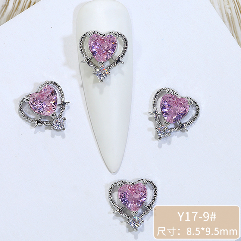 En línea popular LZ estrella mango circón joyería de uñas al por mayor amor cadena arco Rosa diamante decoración de uñas