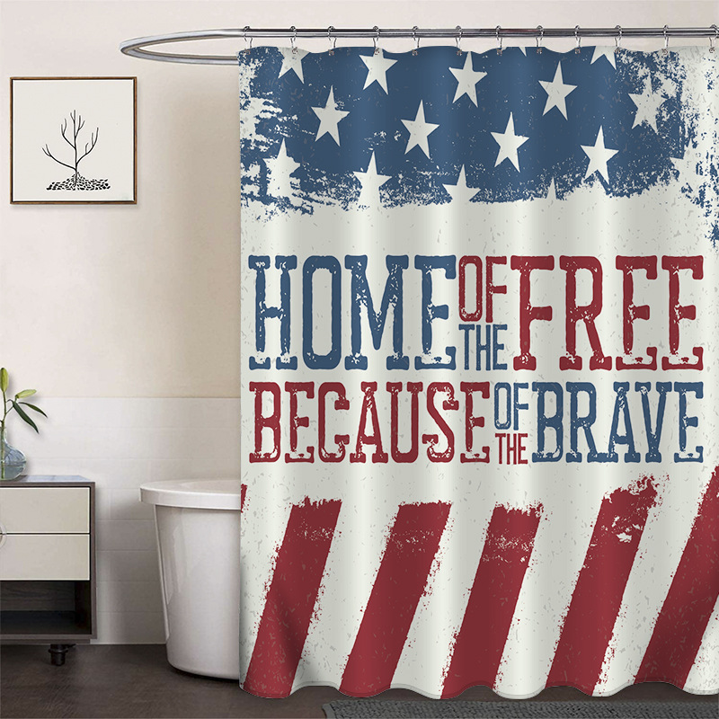 Cortina de ducha de poliéster impresa con hebilla de cortina de ducha de plástico baño cuarto de baño cortina de partición impermeable a prueba de moho