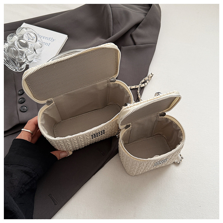 Soft surface pleated bucket bag for women, 2025 new style hand-held hard shell cosmetic box bag, crossbody single-shoulder mobile phone bag undefined