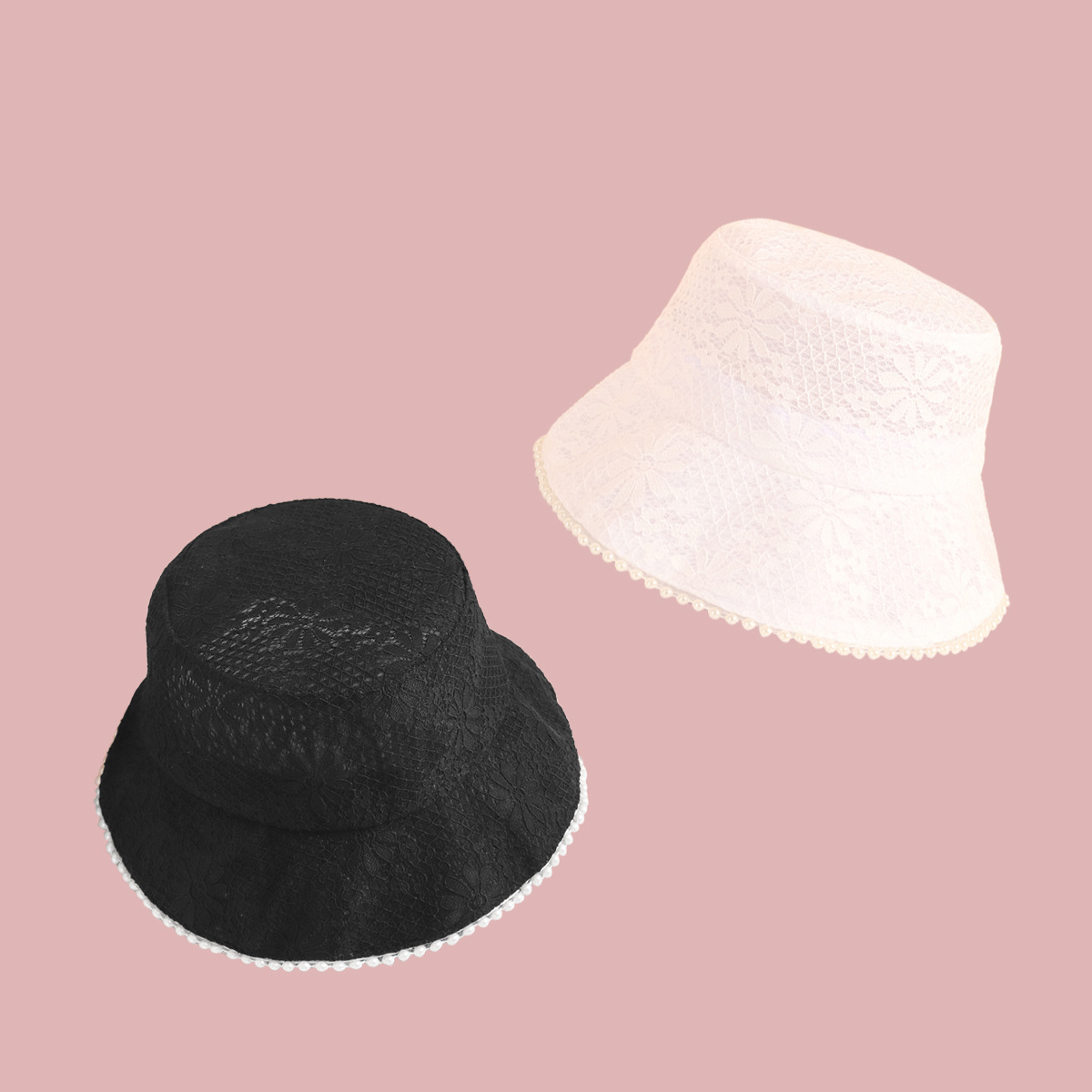 Korean Fashion Pearl Lace Fisherman Hat display picture 3