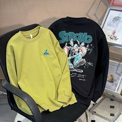 秋季圆领新款男式卫衣重磅美式高街潮牌百搭跨境长袖卫衣男款无帽