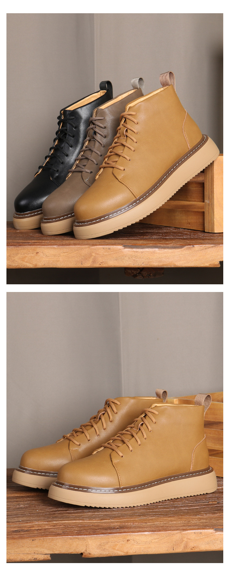 New boots Men's vintage cowhide classic big yellow boots_voghion.com