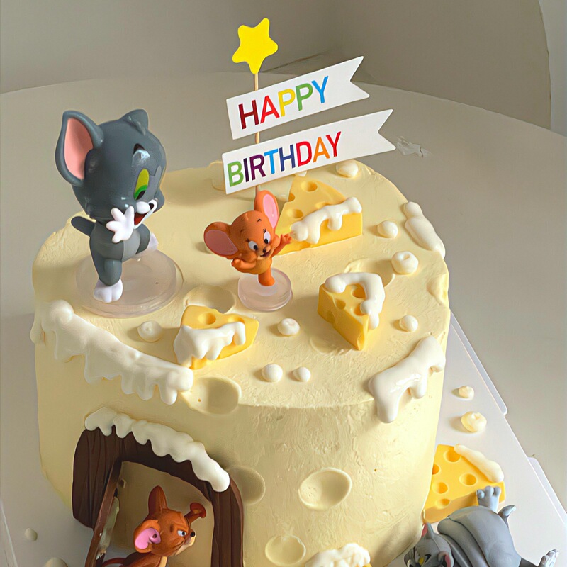 トムとジェリー ケーキデコレーション トムジェリー チーズスター ハッピーカード 誕生日パーティー デコレーション オーナメント|undefined