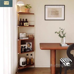 中古实木转角置物架不锈钢三角展示柜客厅多功能墙角卧室收纳书架