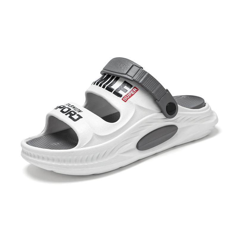 Zapatillas de una palabra para hombre, uso exterior de verano, antideslizante, desodorante, suela suave, ligero, pisando mierda, sandalias de playa de verano casuales, zapatos de moda