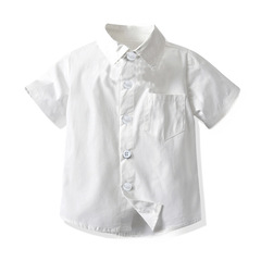 Classic Men's Children's Short-Sleeve White Cotton Summer Thin T-shirt for Middle and Large Children Performance Uniform for Primary School Students