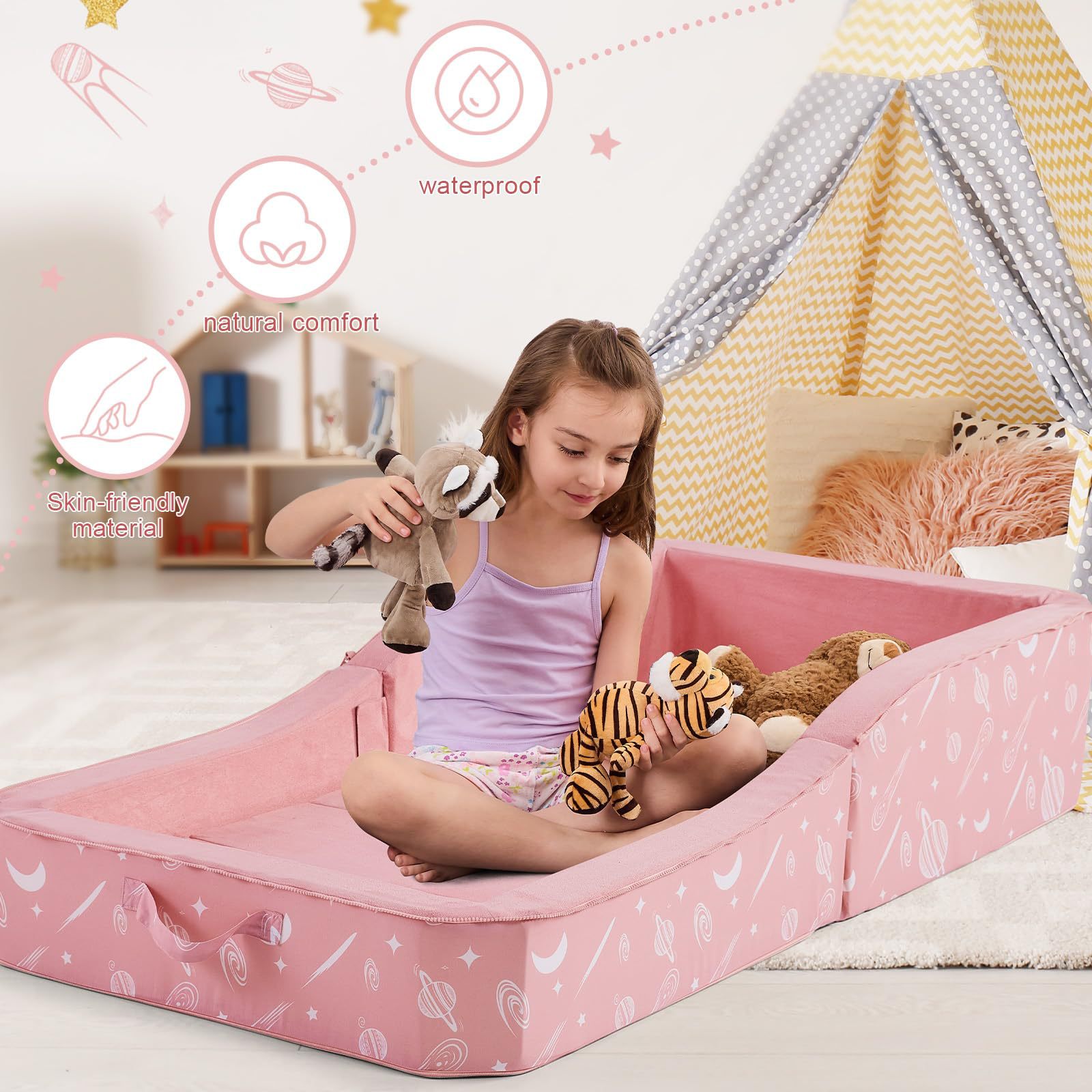 Customized Box-Type Baby Mattress Amazon New Product High-Density Sponge Children's Bed Guardrail Portable Sponge Sofa