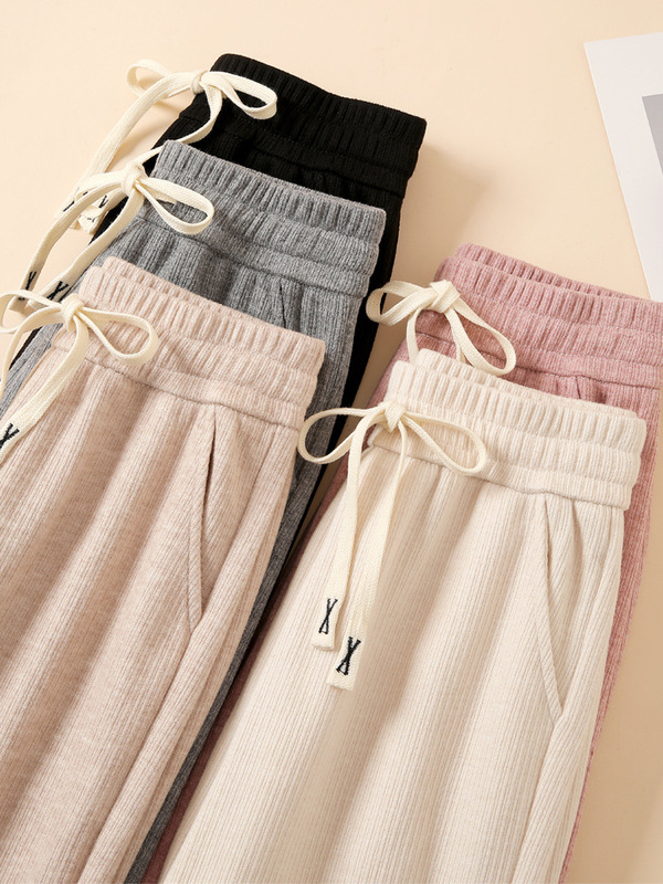 カシミヤのワイドパンツの女性の秋冬の新型のハイウエストはやせています。|undefined