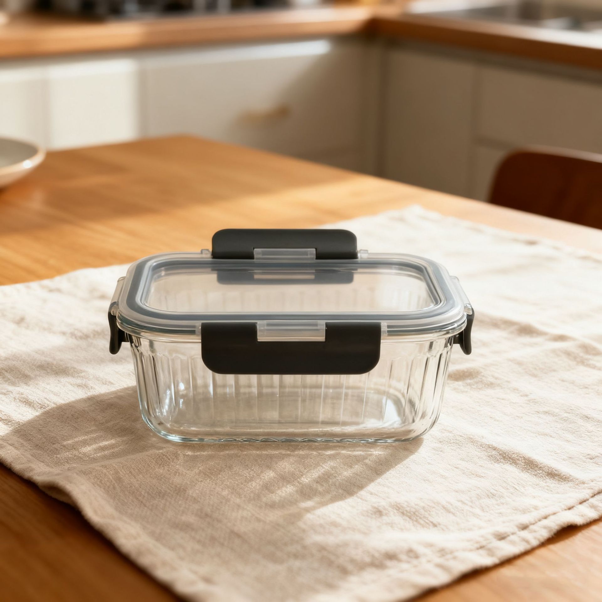 Rectangular Kitchen Household Buckle Cover High Borosilicate Glass Storage Storage Box Office Worker Glass Bowl Lunch Box