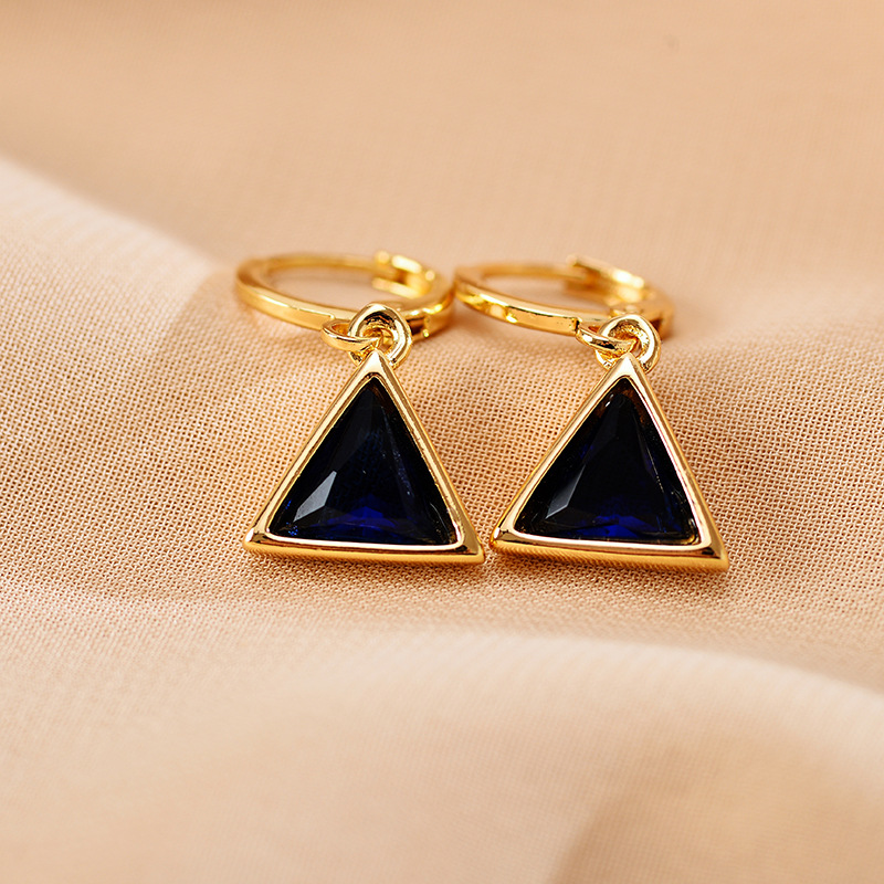 Drop Earrings Classification 1 Pair Retro Triangle Copper Inlay Zircon Drop Earrings