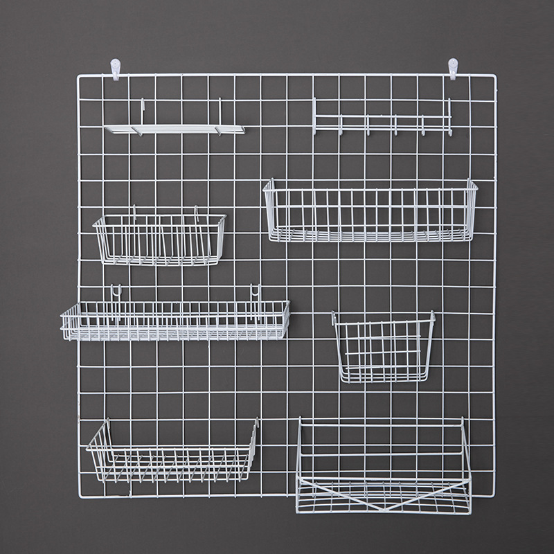 家用超市网架托盘格子网片铁艺网格照片墙浸塑包胶收纳置物架挂篮