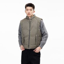南夏乔装冬款马甲男青年宽松休闲立领千鸟格双面穿白鸭绒背心马甲