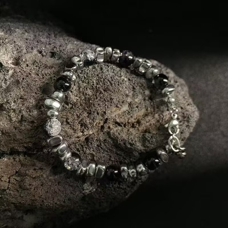 Vintage Crack Beads Bracelet Men's High-end Sense Personality All-match Men's Bracelet 2025 New Hip-hop Trendy Bracelet for Men and Women