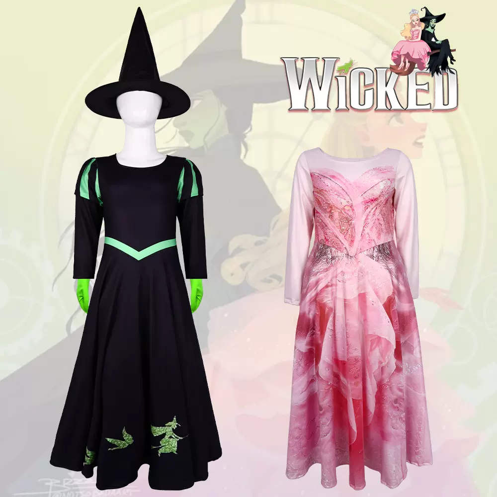 跨境Wicked5万圣节cosplay角色扮演服派对舞台表演服魔法坏女巫
