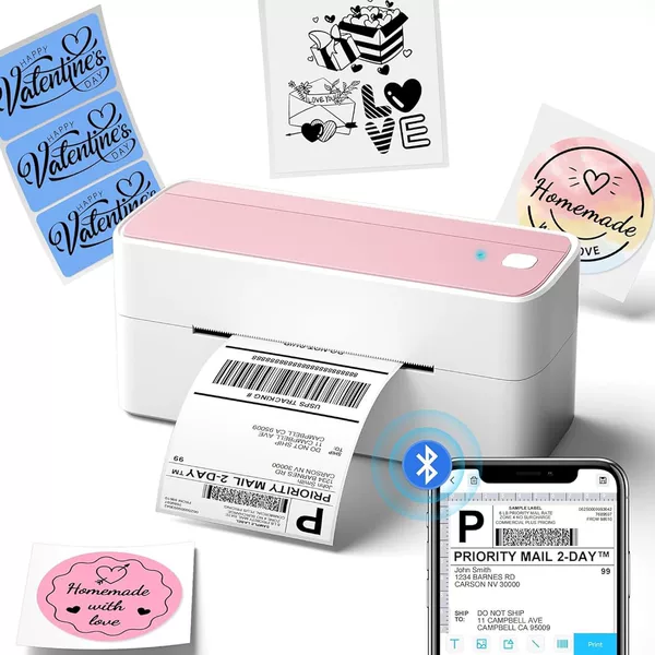 Single-sided machine [PM-241-BT] white pink + 10 pieces of 4*6 single-sided paper