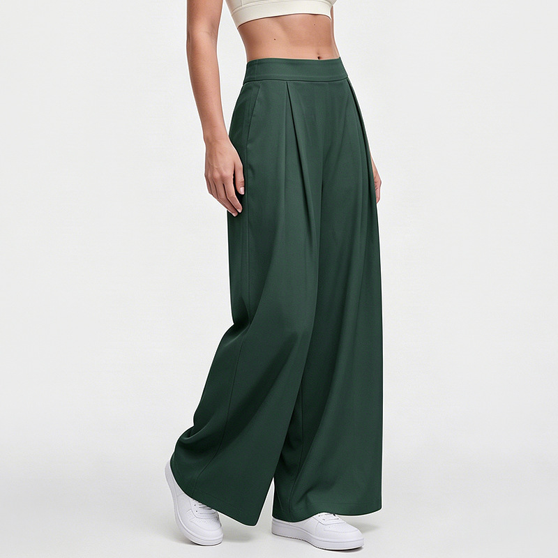 Pantalones deportivos de pierna recta y ancha para mujer, pantalones casuales y versátiles para fitness al aire libre, pantalones de yoga estilo lulu, pantalones largos holgados de 27 pulgadas que estilizan la figura.