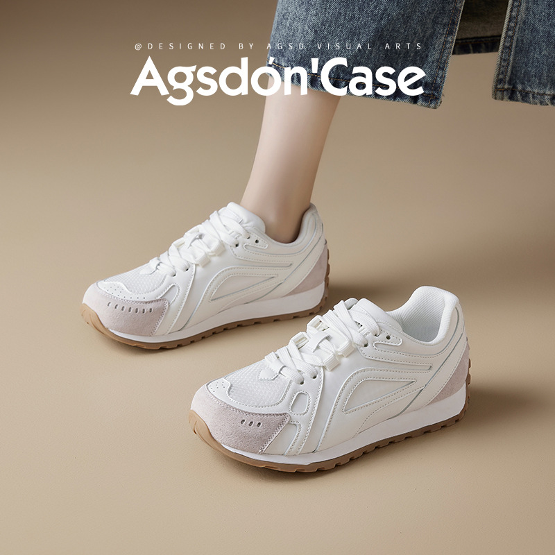 Augu Shi Deng zapatos blancos para mujeres 2025 primavera y verano nuevos zapatos deportivos casuales de malla suave Agan zapatos de entrenamiento de ballet